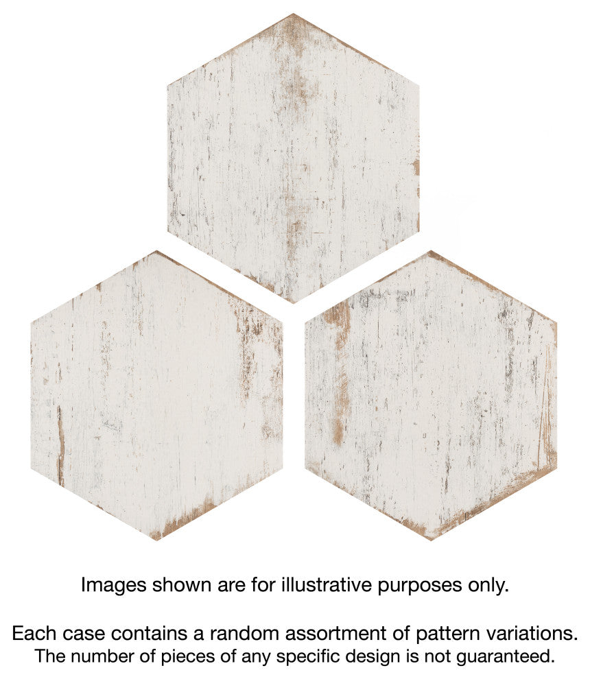 Retro Hex Porcelain Floor and Wall Tile, Blanc