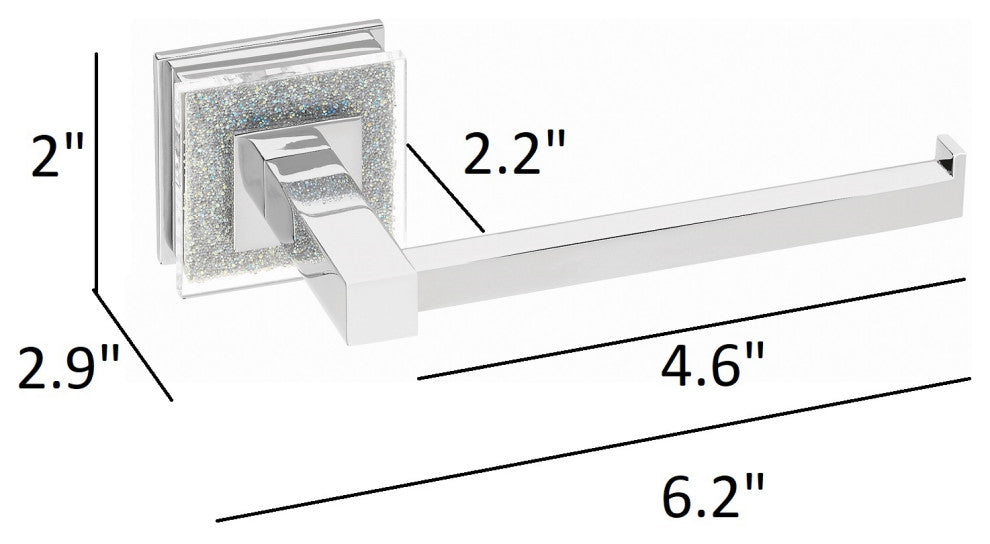 Secret Bath Alexa Toilet Paper Holder without cover, Silver Swarovski Crystals