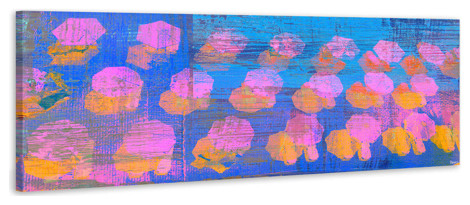 "Pink And Orange" Painting Print on Wrapped Canvas, 45"x15"