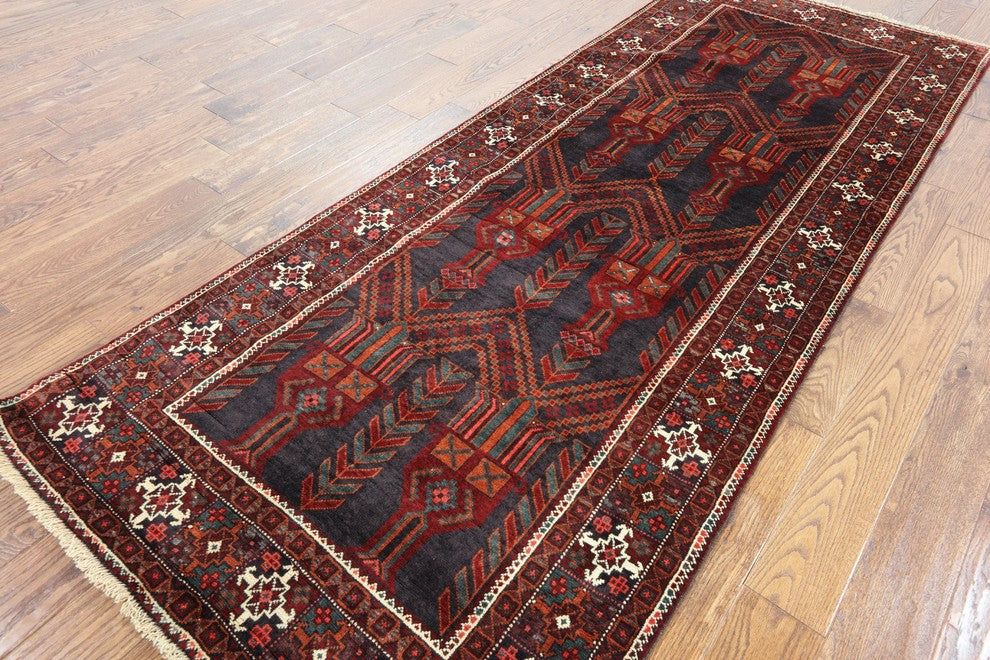 Runner Wool On Wool Oriental Persian Rug 4'x9, W2356