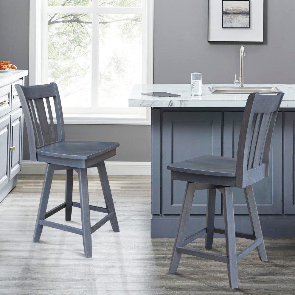 San Remo Counter Height Stool with 24 in. H Swivel Seat in Heather Gray