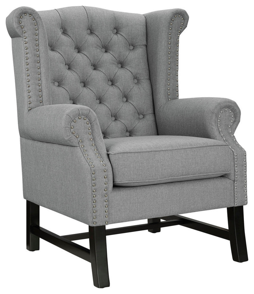Modern Light Gray Steer Upholstered Fabric Armchair