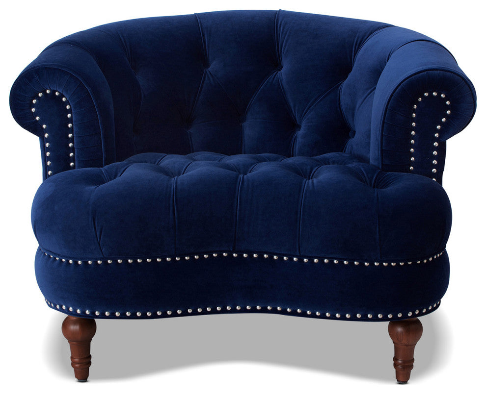 La Rosa 42" Chesterfield Tufted Accent Chair, Navy Blue Velvet