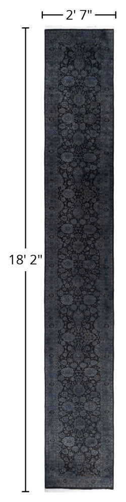 Overdyed One-of-a-Kind Hand-Knotted Area Rug Gray, 2' 7" x 18' 2"