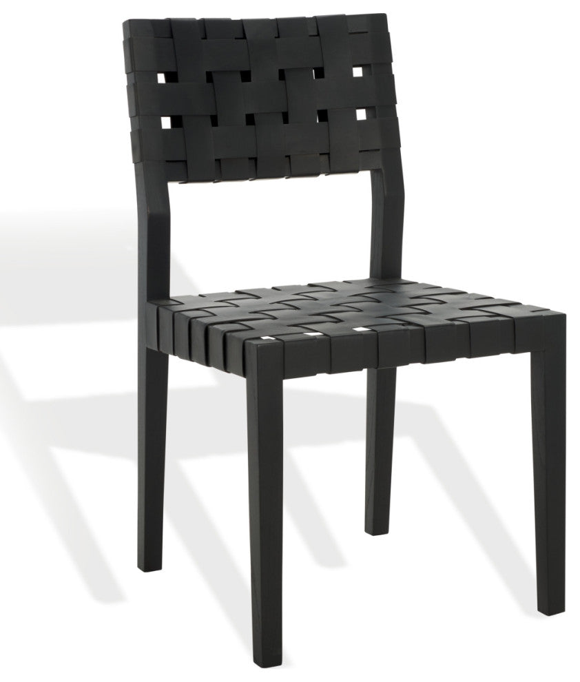 Safavieh Couture Bette Woven Leather Dining Chair, Black