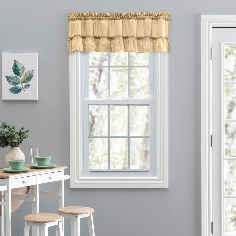 Ellis Curtain Stacey 54"x13" Ruffled Filler Valance, Almond