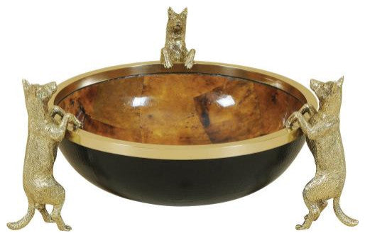 Croc Leather and Tiger Pen Shell Inlaid Bowl