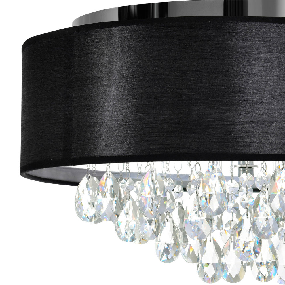 Dash Drum Shade Flush Mount, Black, 18"