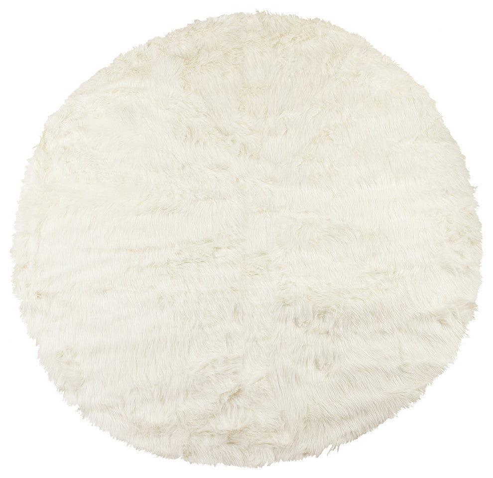 Arlington 6' Circular Faux Fur Rug, Off-White