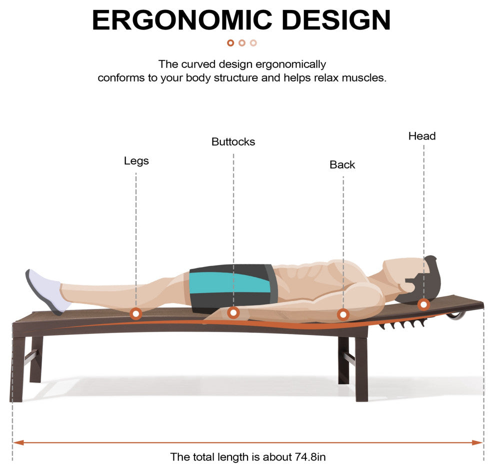 Patio Set Outdoor Aluminum Adjustable Chaise Lounge Chairs and Table Set, Brown