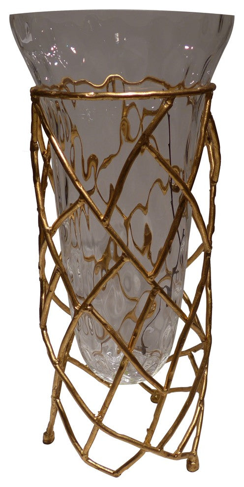 Twig Vase, Antique Gold
