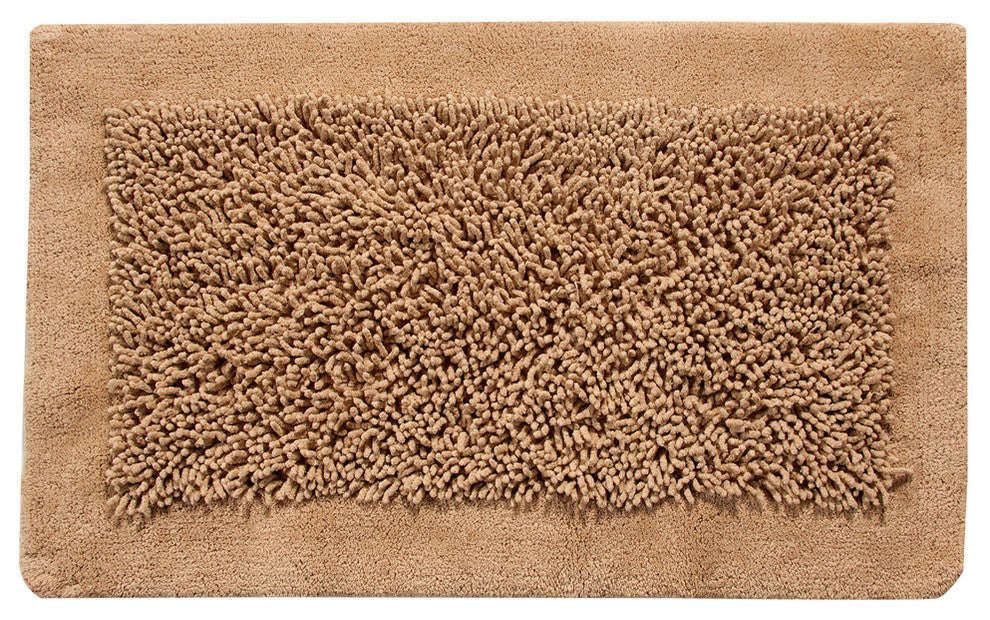 Bath Rug Cotton and Chenille Tufted, 34"x21" and 36"x24", Beige, Pattern Lima