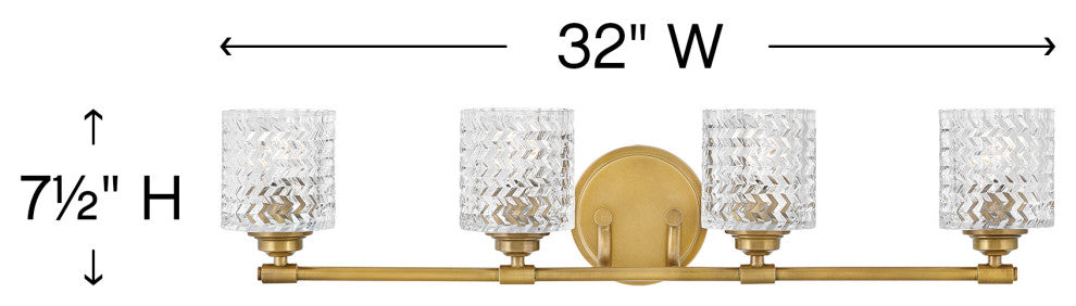 Hinkley Elle Large Four Light Vanity, Heritage Brass