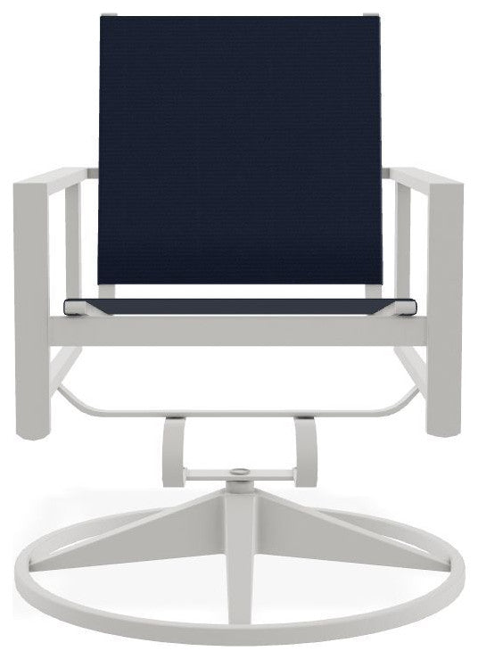 Tribeca Sling Outdoor Swivel Rocker, Navy/Snow