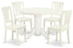 Shav5-Lwh-W 5Pc Round 42"Table And 4 Vertical Slatted Chairs