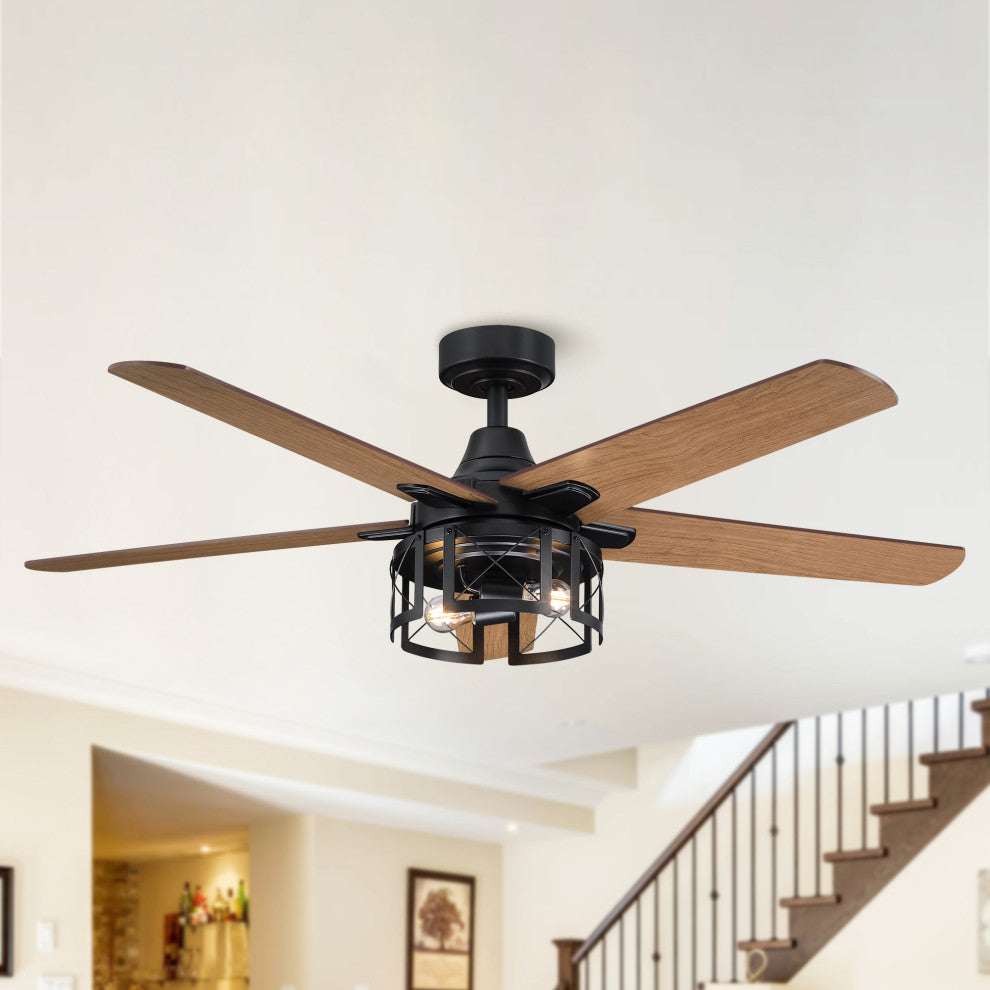 52 in. Reversible Blades Matte Black Ceiling Fan with Remote Control