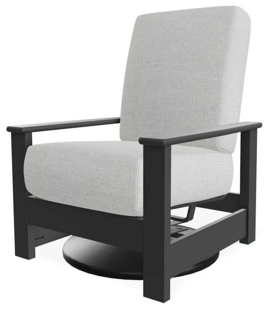 Leeward Deep Seat Outdoor Hidden Swivel Rocker, Grasscloth Cloud/Graphite