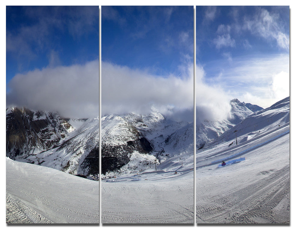 Winter in Alps Panorama, Landscape Triptych Canvas Art Print, 36x28, 3 Panels