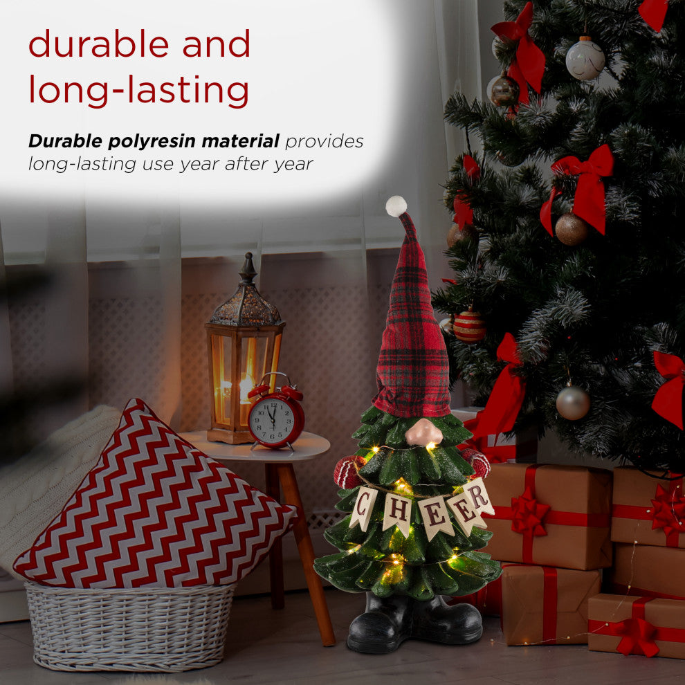 Christmas Tree "Cheer" Gnome Decoration with Color Changing LED Lights