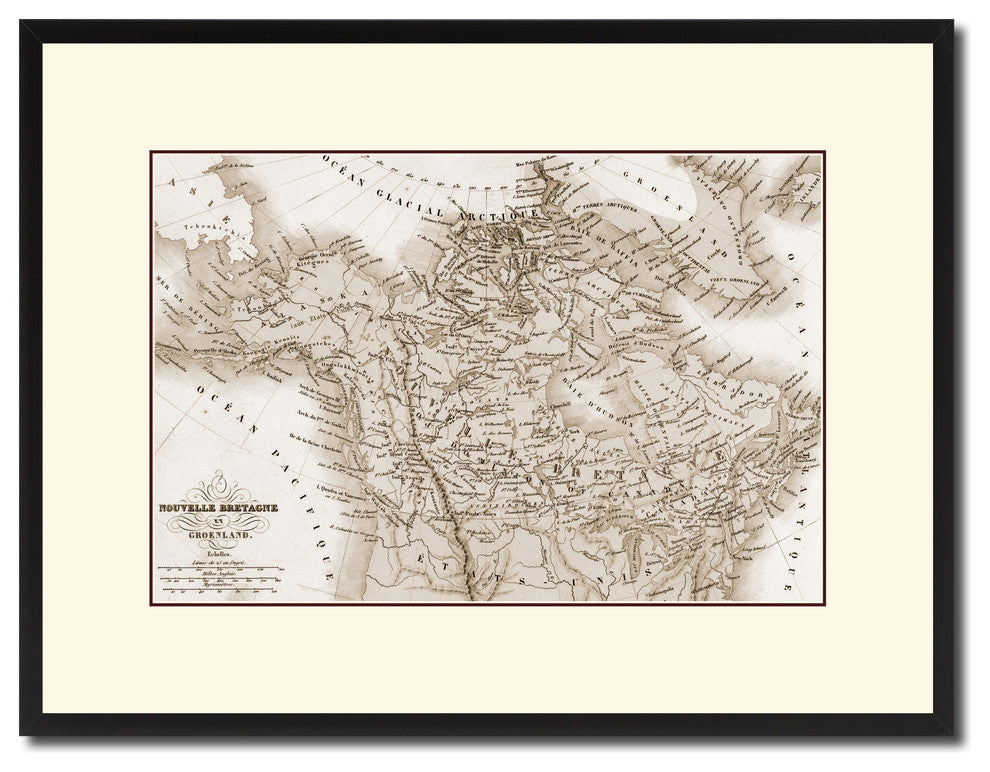 Canada Alaska Vintage Sepia Map Canvas Print, 16"x21"