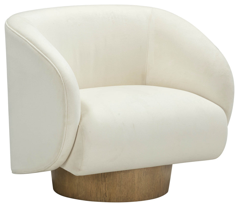 Presley Cream Velvet Swivel Accent Chair