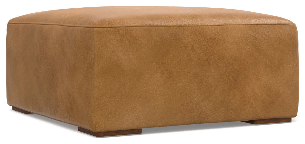 Rex Right Corner Sectional Modular Sofa with Ottoman in Genuine Leather