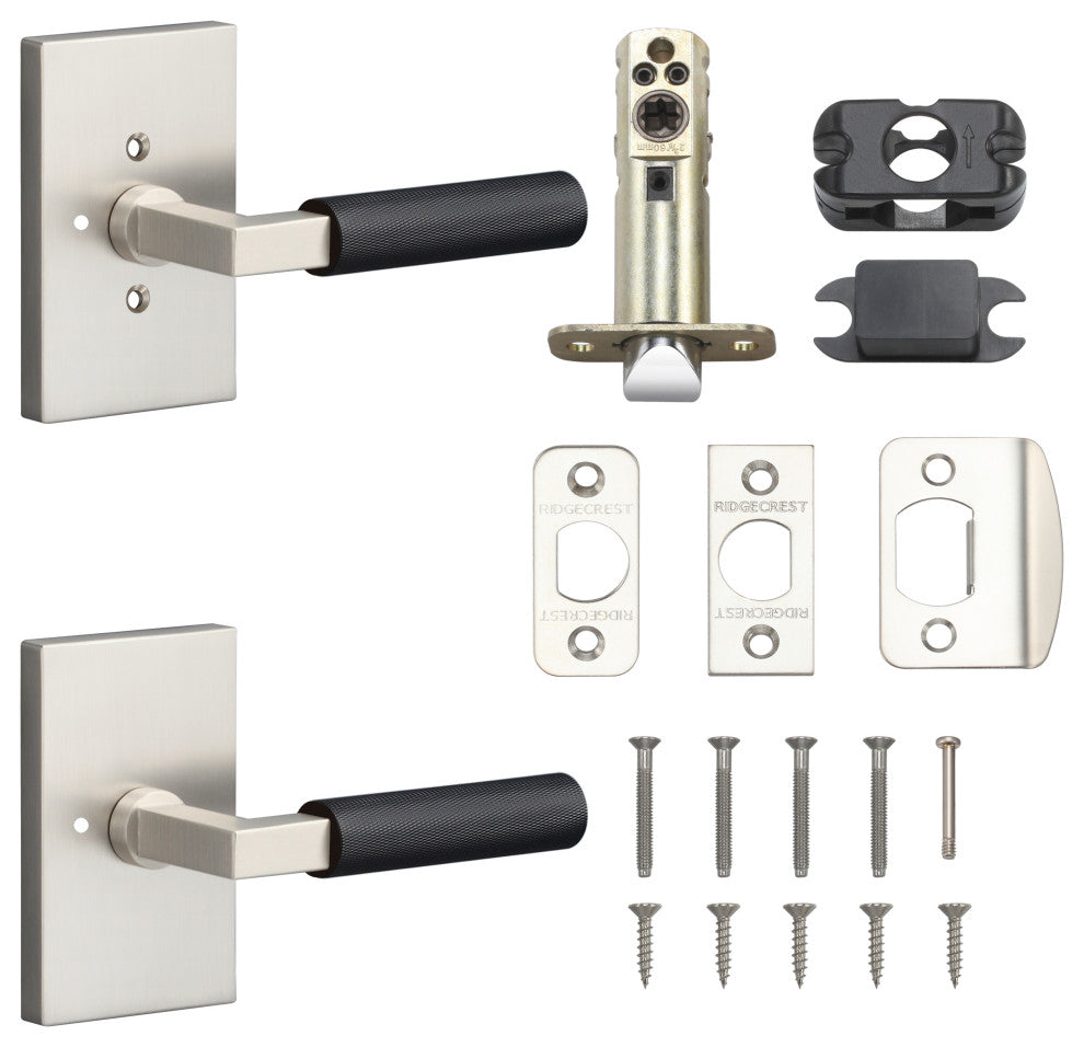 Levanto Privacy Rosette, Nickel, Knurled Grip in Flat Black