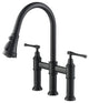 Allyn Traditional 3-Function Bridge Pull-Down Kitchen Faucet Matte Black