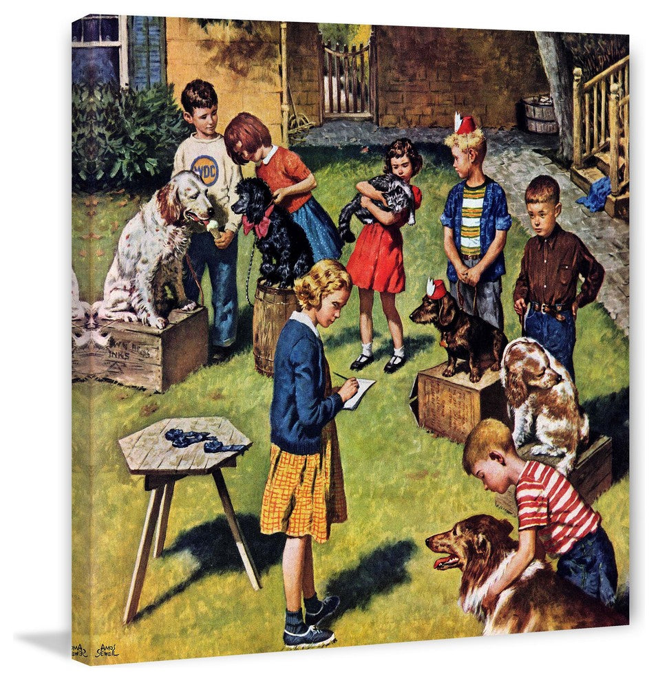 "Backyard Dog Show" Painting Print on Canvas by Amos Sewell
