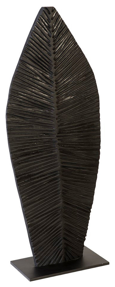 Carved Leaf on Stand, Burnt, Small