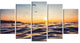 "Orange Tinged Sea Waters At Sunrise" Beach Canvas Wall Art, 5 Panels, 60"x32"