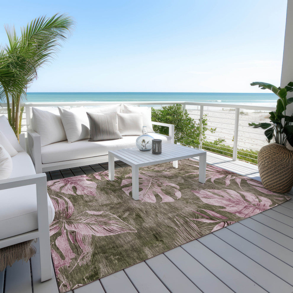 Machine Washable Indoor/Outdoor Chantille ACN1887 Brown 8' x 10' Rug