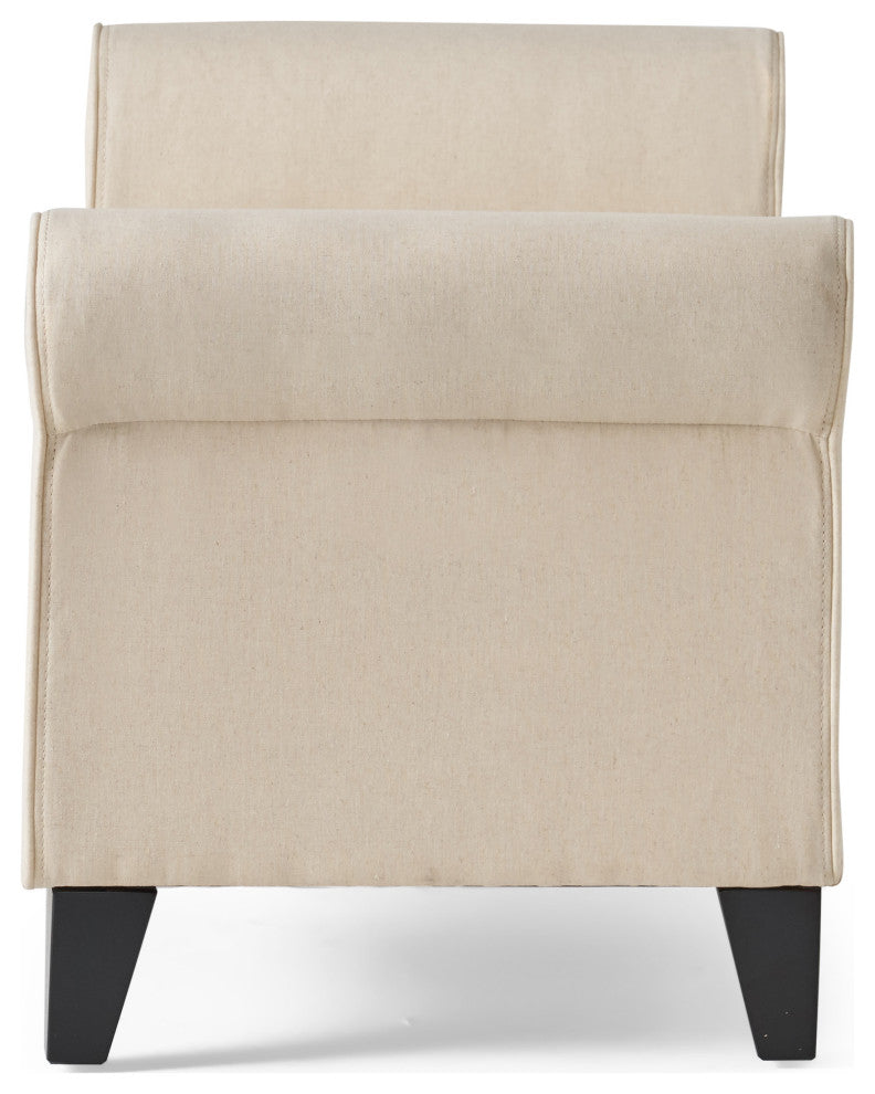 GDF Studio Hayes Contemporary Fabric Storage Ottoman Bench with Rolled Arms, Beige