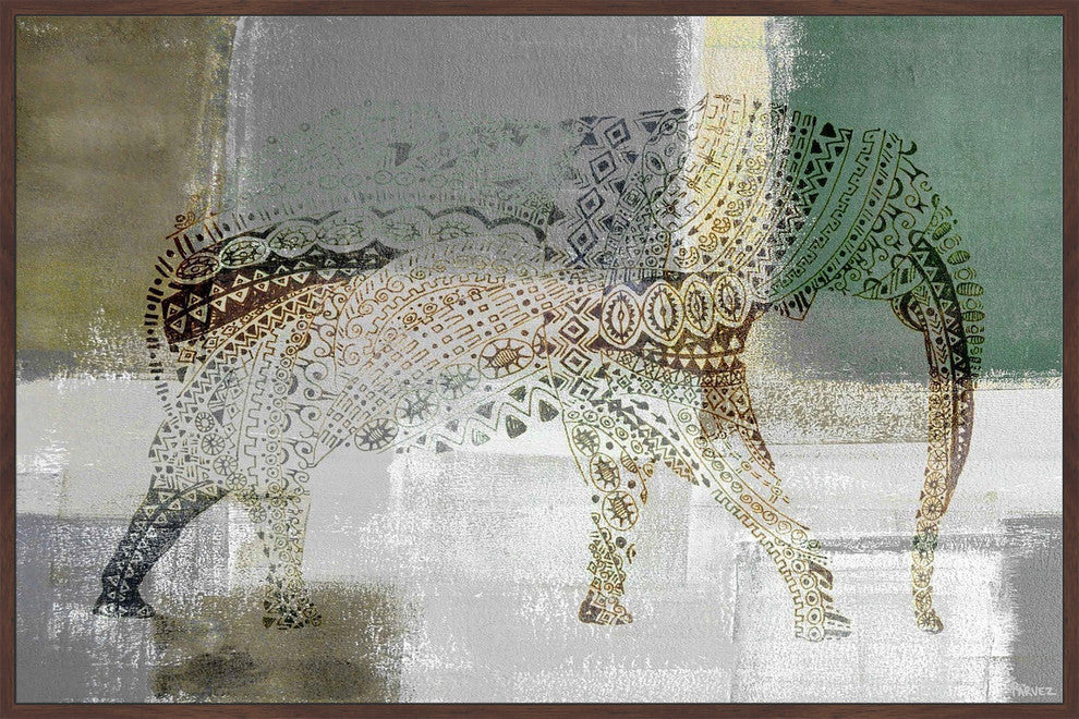 "Decorative Elephant" Floater Framed Painting Print on Canvas, 60"x40"