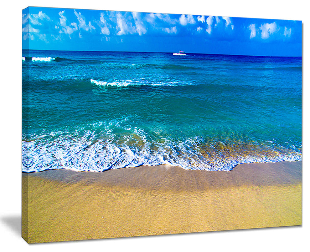 "Floating Blue Waves Beach" Seashore Canvas Print, 20"x12"