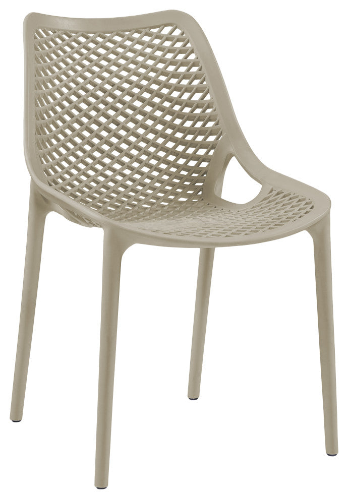Mykonos Outdoor Patio Dining Chair (Set of 4), Taupe, Armless