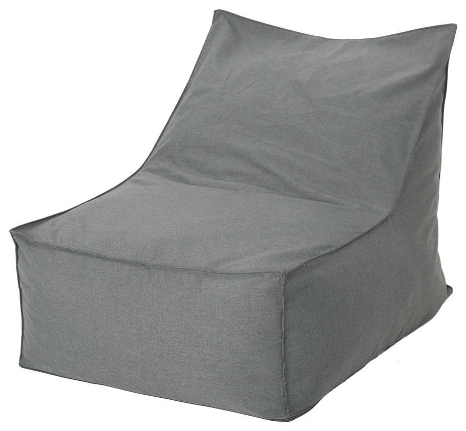 GDF Studio Tulum Outdoor Water Resistant Fabric Bean Bag Lounger, Dark Gray