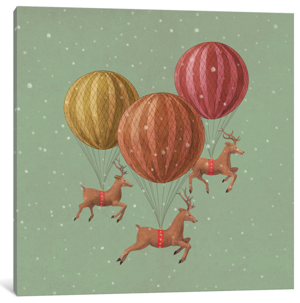 "Flight Of The Deer Green Square" by Terry Fan, 18x18x1.5