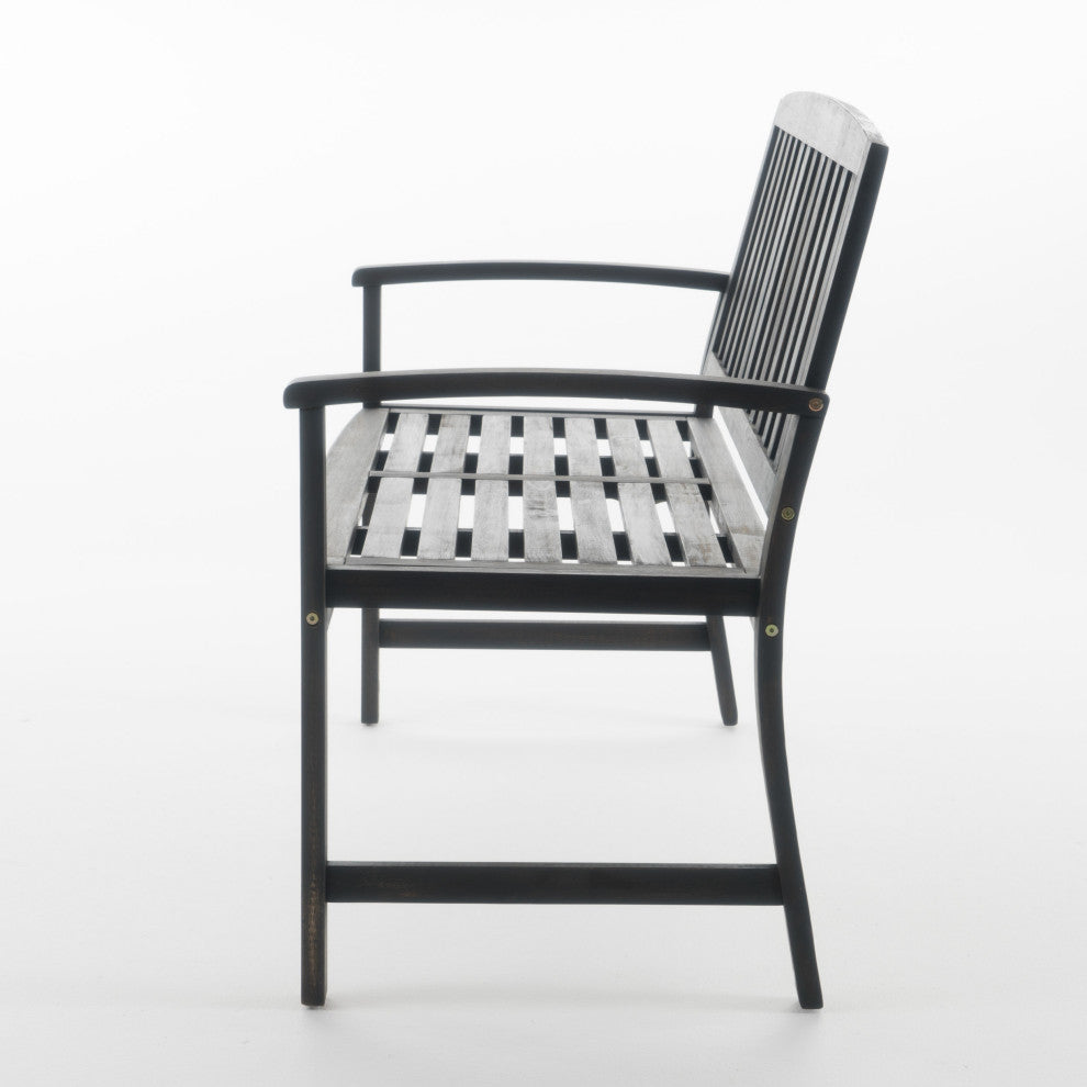 GDF Studio Laguna Outdoor Patio Acacia Wood Bench, Dark Gray