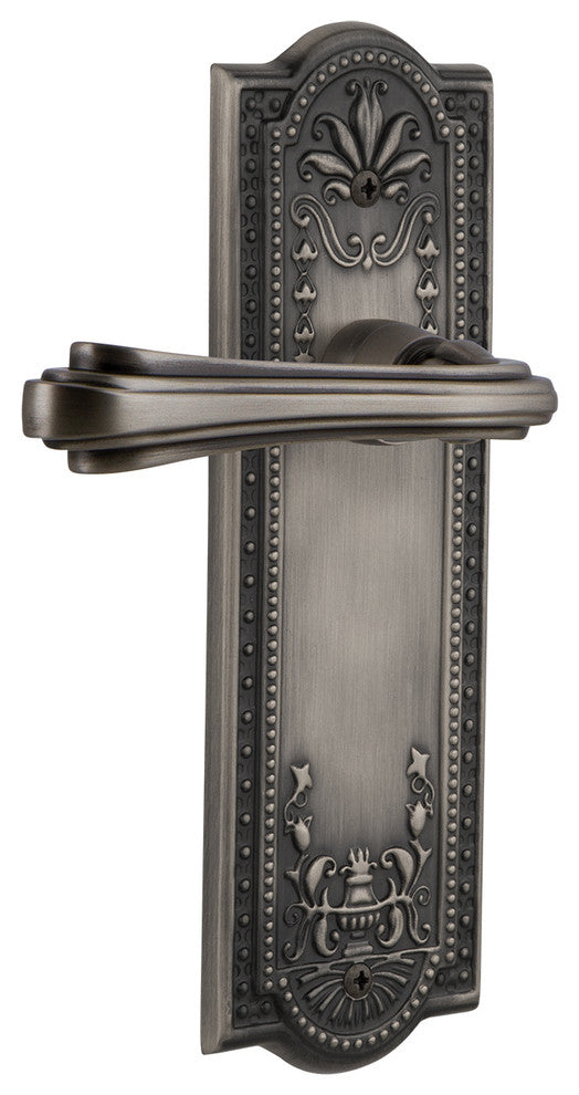 Meadows Plate With Fleur Lever, Antique Pewter, Passage, Non-Handed