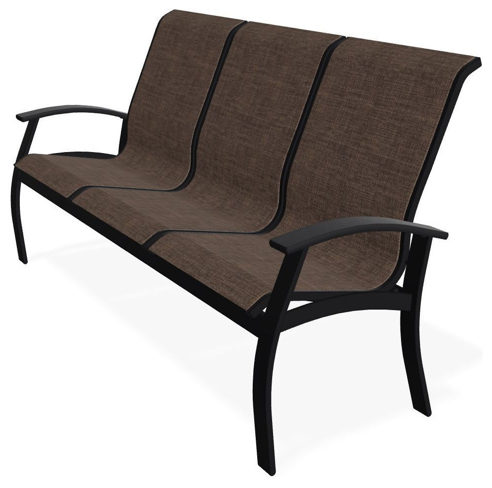 Belle Isle Sling 3-Seat Outdoor Sofa, Mocha/Black