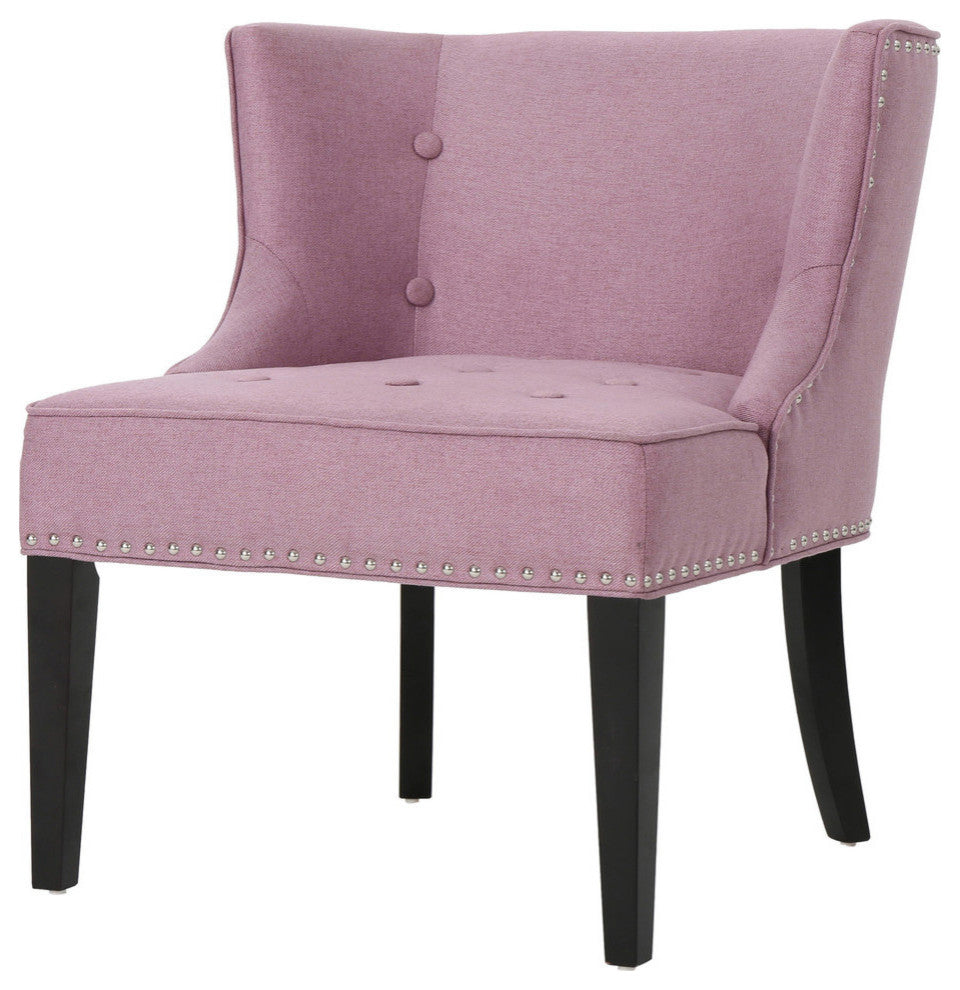 GDF Studio Adelina Contemporary Upholstered Accent Chair with Nailhead Trim, Light Lavender
