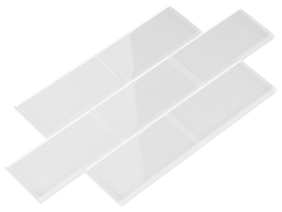 4"x12" Glass Subway Collection, Bright White