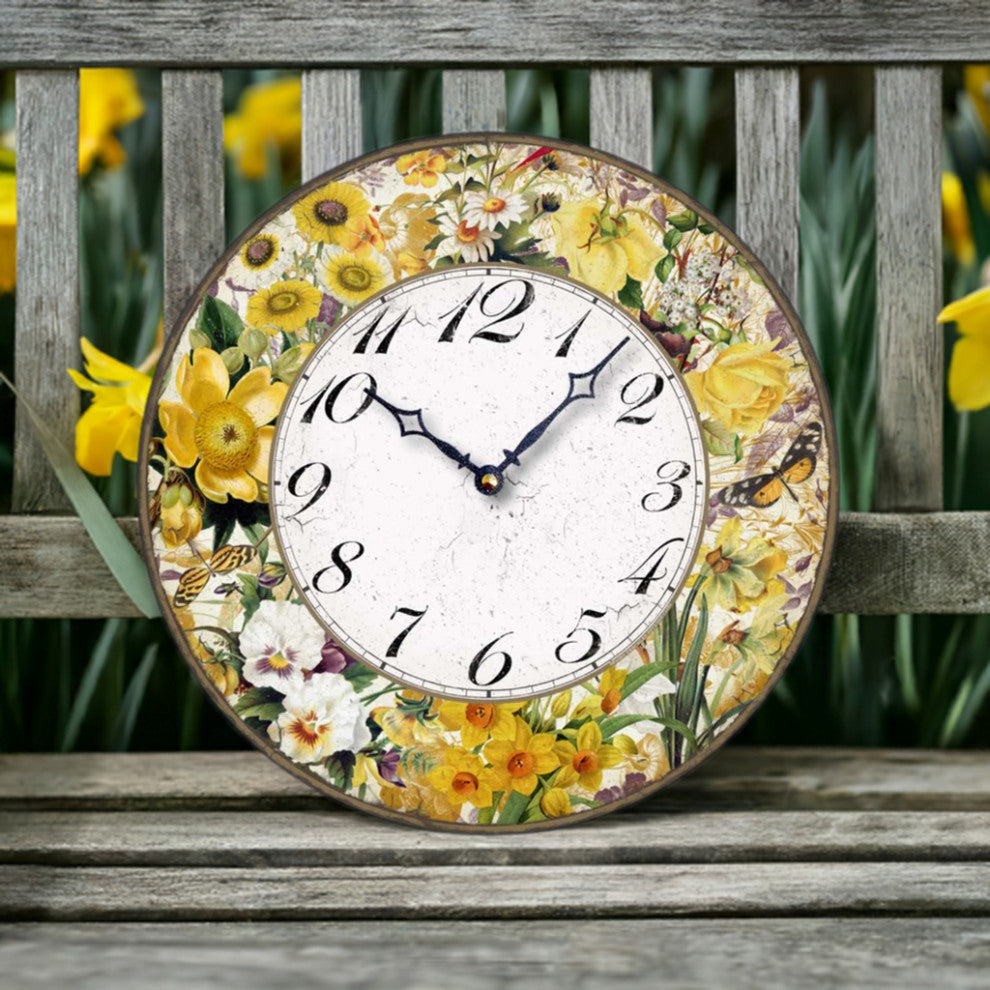 Vintage-Style 12  Inch Nature's Golden Gems Wall Clock