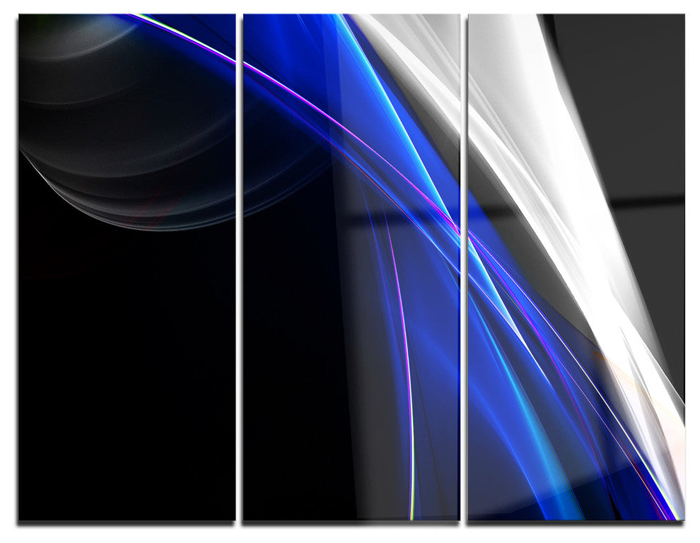 "Glittering Blue Pattern" Digital Metal Wall Art, 3 Panels, 36"x28"