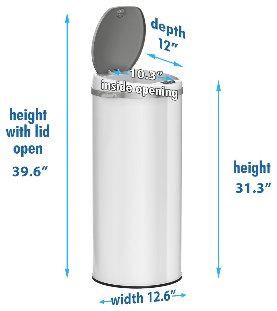 iTouchless Sensor Trash Can with AbsorbX Odor Filter, Pearl White, 13 Gallon