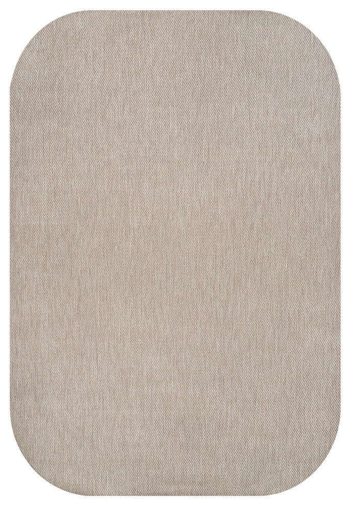 Miles Modern Minimalist Radius Corner Solid Indoor/Outdoor Shaped Area Rug