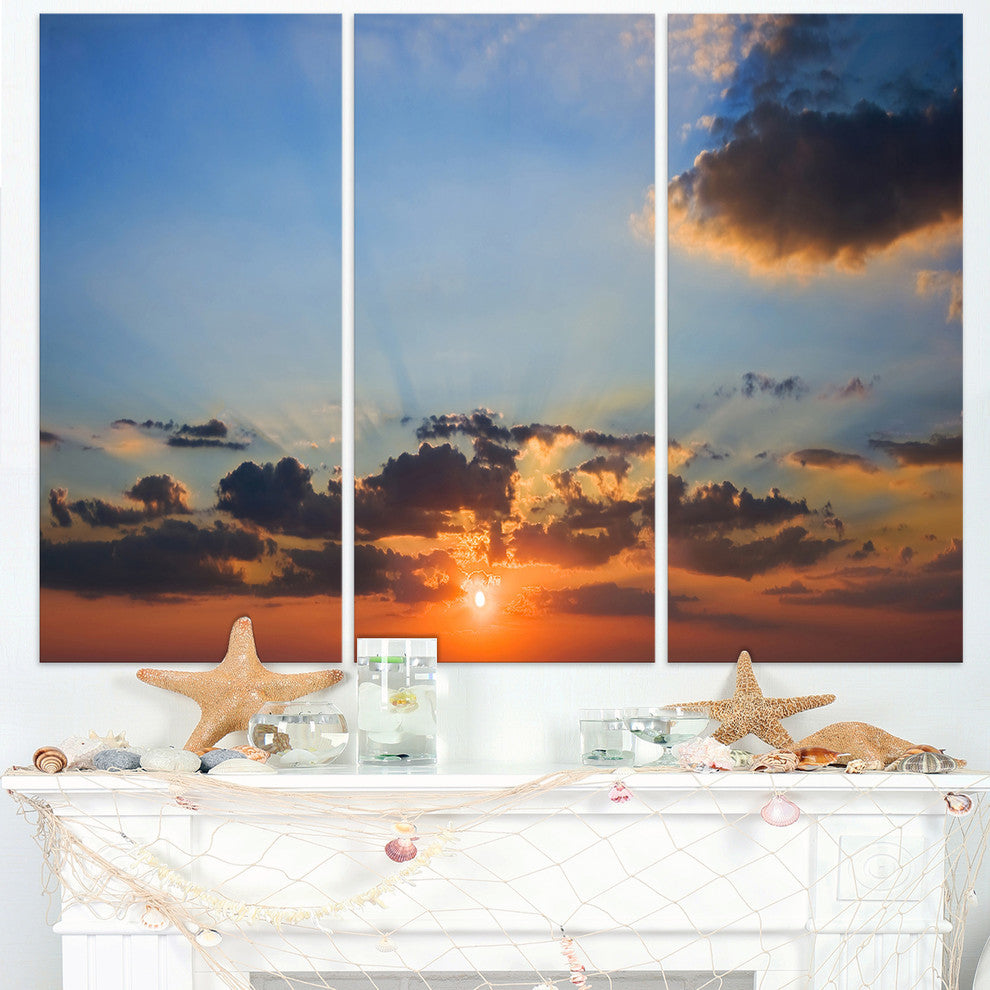 "Beautiful Cloudy Sunset Panorama" Metal Wall Art, 3 Panels, 36"x28"