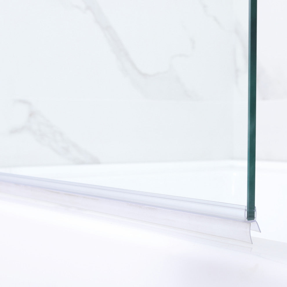 Napoli 34" W x 58" H Hinged Frameless Tub Door, Matte Black