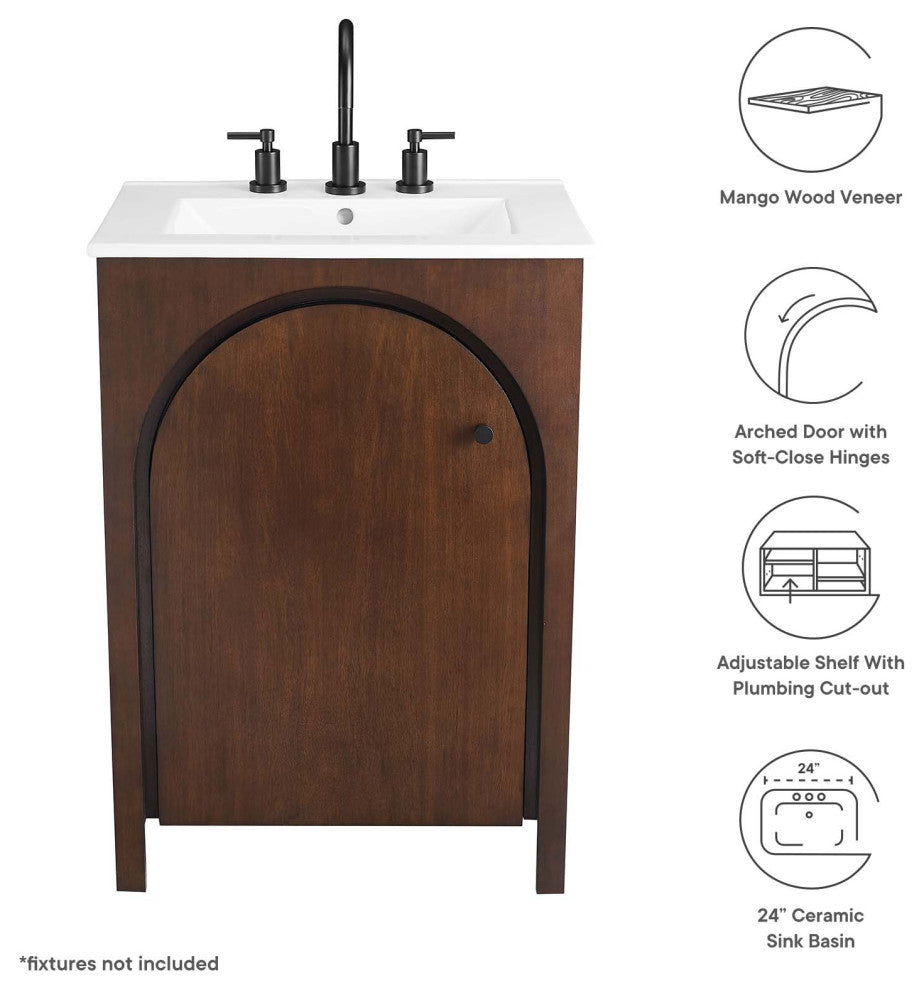 Appia 24" Bathroom Vanity - Walnut White